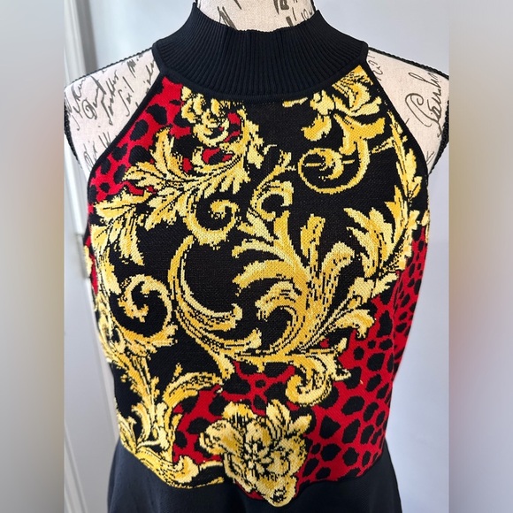 🌟 🌟NY & Co 7th Ave High-Low Halter Tunic Blouse - Yellow, Red, Black🌟🌟 - Picture 8 of 15